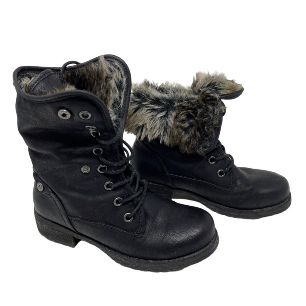Steve Madden Boots Convertible Booties Black Faux Fur Moto Size EU 37 Snap Down